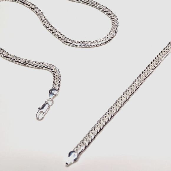 Genuine 925 Sterling Silver Necklace Bracelet Set Bundle Thick Chain Link Gift